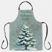 Personaliseer Oma's Winter Snowy Spruce Tree Schort (Voorkant)