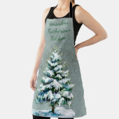 Personaliseer Oma's Winter Snowy Spruce Tree Schort (Insitu)