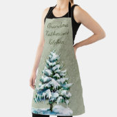 Personaliseer Oma's Winter Snowy Spruce Tree Schort (Insitu)