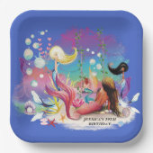 Personaliseer onder het Zee Zeemeermin Oceaan Paar Papieren Bordje (Voorkant)