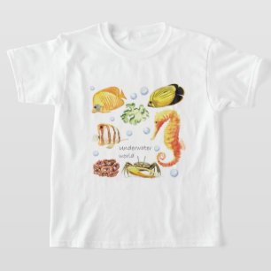 Personaliseer onderwater World Seaweed Crab Seahor T-shirt