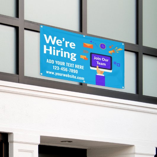 Personaliseer ons team dat wij in dienst nemen spandoek (Buitenkant Gebouw)