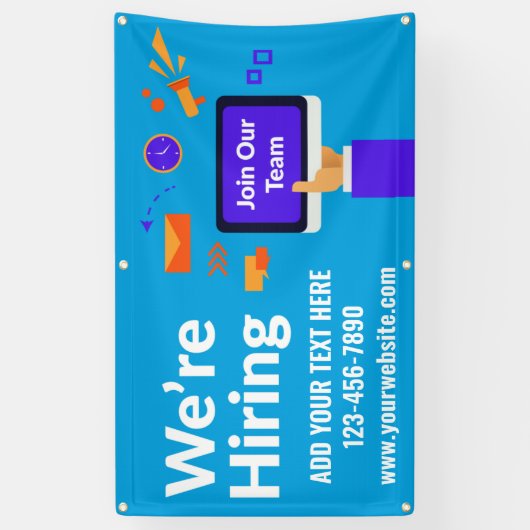 Personaliseer ons team dat wij in dienst nemen spandoek (Verticaal)