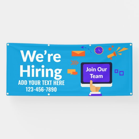 Personaliseer ons team dat wij in dienst nemen spandoek (Horizontaal)