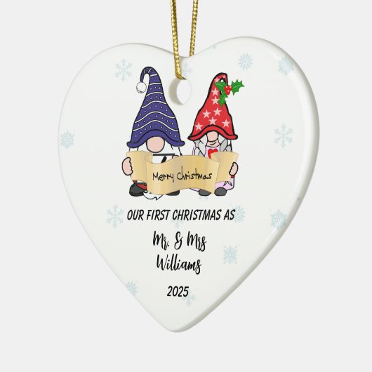 Personaliseer onze eerste kerst gnomen keramisch ornament (Links)
