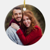 Personaliseer onze eerste kerst hart & champagne keramisch ornament (Achterkant)