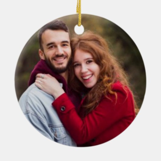 Personaliseer onze eerste kerst hart & champagne keramisch ornament (Achterkant)