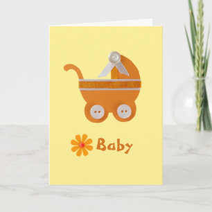 Personaliseer Oranje baby met witte knoop Kaart