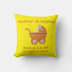 Personaliseer, Oranje baby shower Kussen