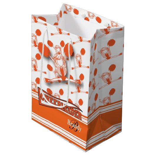 Personaliseer Oranje cheerleader - Medium Medium Cadeauzakje (Voorkant Gekanteld)
