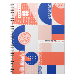 PERSONALISEER: Oranje en Blauwe Patroon   Notitieb Notitieboek