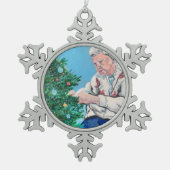 Personaliseer originele kunst tin sneeuwvlok ornament (Voorkant)