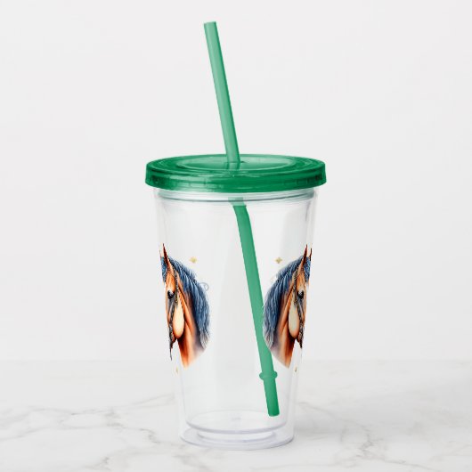 Personaliseer Paardenkop Acryl Drinkbeker (Links)