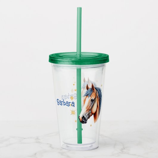 Personaliseer Paardenkop Acryl Drinkbeker (Voorkant)