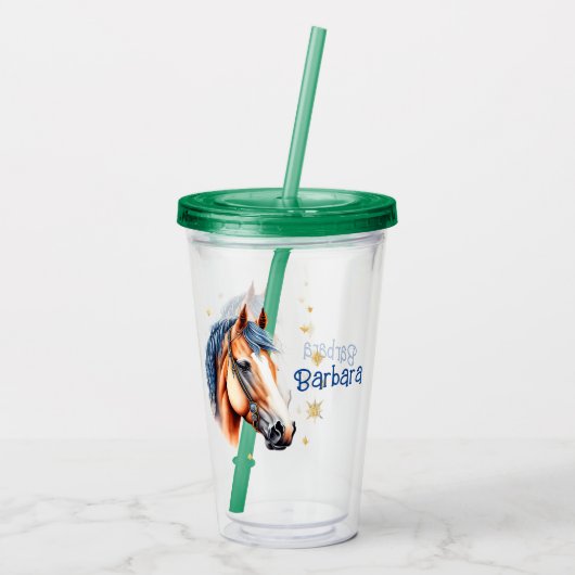 Personaliseer Paardenkop Acryl Drinkbeker (Achterkant)