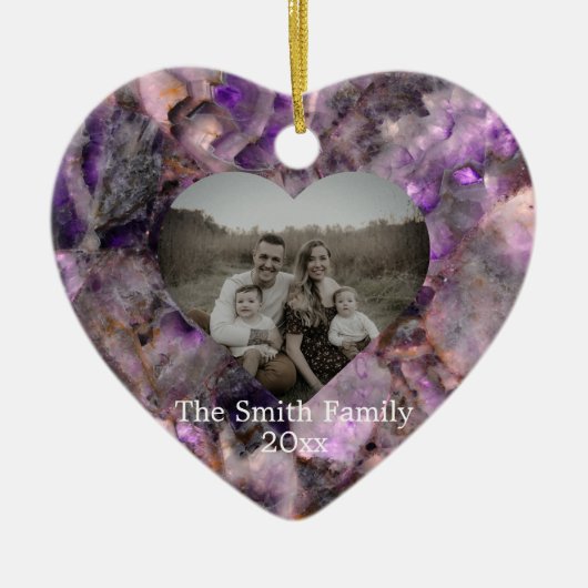 Personaliseer paarse Amethist Kwarts marmeren stee Keramisch Ornament (Voorkant)