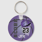 Personaliseer Paarse Basketball Sleutelhanger (Voorkant)