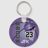 Personaliseer Paarse Basketball Sleutelhanger (Achterkant)