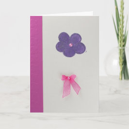 Personaliseer Paarse bloem en roze boog Kaart