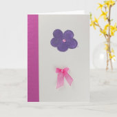 Personaliseer Paarse bloem en roze boog Kaart (Gele Bloem)