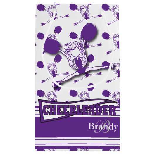 Personaliseer Paarse Cheerleader Klein Cadeauzakje (Achterkant)