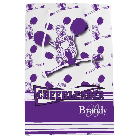Personaliseer Paarse Cheerleader Medium Cadeauzakje (Voorkant)