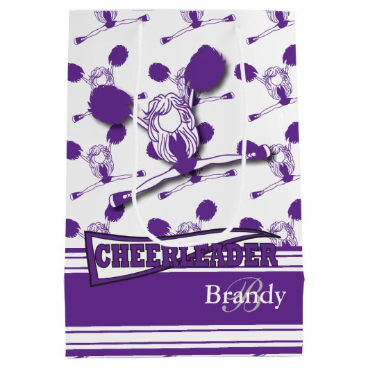 Personaliseer Paarse Cheerleader Medium Cadeauzakje (Achterkant)