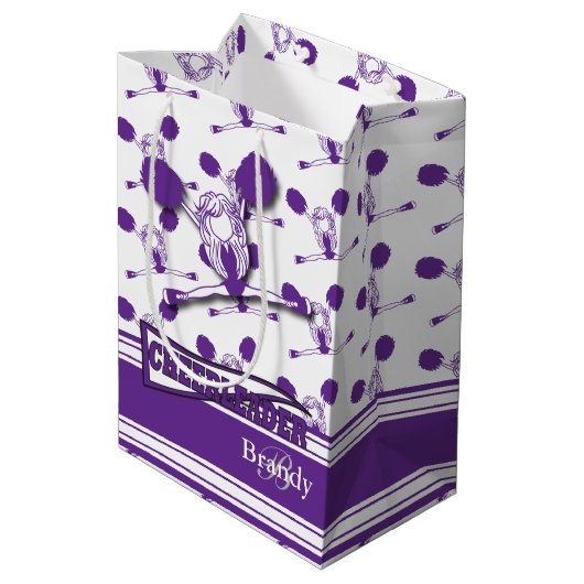 Personaliseer Paarse Cheerleader Medium Cadeauzakje (Achterkant Gekanteld)