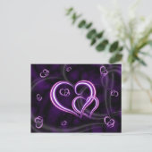 Personaliseer Paarse harten Elegant Briefkaart (Staand voorkant)