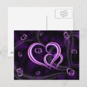 Personaliseer Paarse harten Elegant Briefkaart (Voorkant / Achterkant)