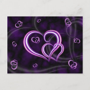 Personaliseer Paarse harten Elegant Briefkaart