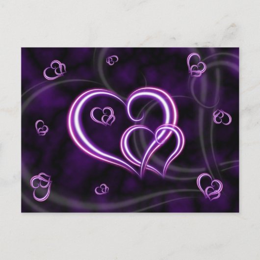 Personaliseer Paarse harten Elegant Briefkaart (Voorkant)