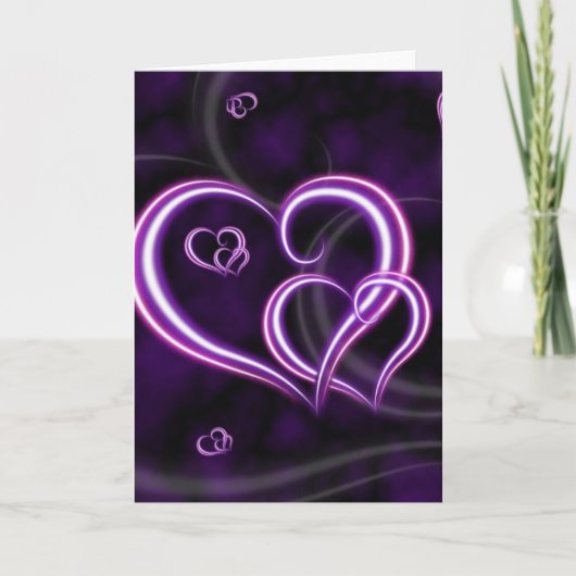 Personaliseer Paarse harten Elegant Feestdagen Kaart (Voorkant)