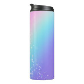 Personaliseer Paarse scriptnaam op Bokeh Stars Thermosbeker (Geroteerd rechts)