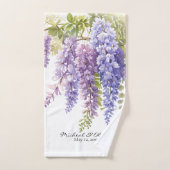 Personaliseer paarse waterverf wisteria floral bad handdoek (Handdoek)