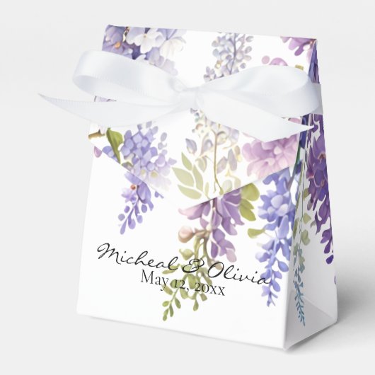 Personaliseer paarse waterverf wisteria floral bedankdoosjes (Voorkant Zijde)