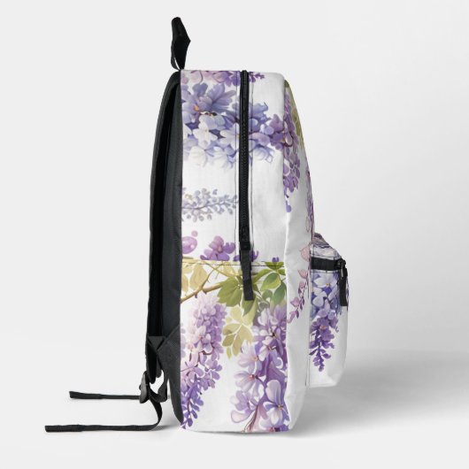 Personaliseer paarse waterverf wisteria floral bedrukte rugzak (Links)