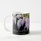 Personaliseer paarse waterverf wisteria floral koffiemok (Links)