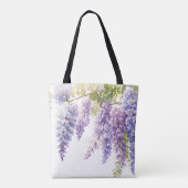 Personaliseer paarse waterverf wisteria floral tote bag (Achterkant)