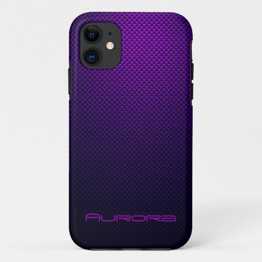 Personaliseer Paarse zwarte koolstofvezel patterne Case-Mate iPhone Case (Achterkant)