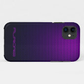 Personaliseer Paarse zwarte koolstofvezel patterne Case-Mate iPhone Case (Achterkant (horizontaal))