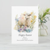 Personaliseer Paashaas Bloemige Pastels Paaskaart Feestdagenkaart (Staand voorkant)