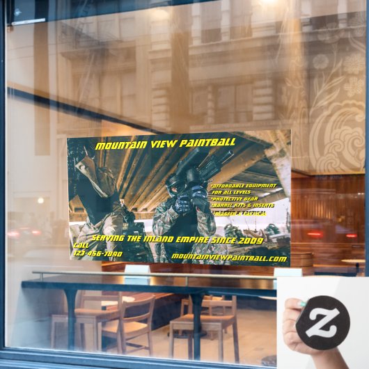 Personaliseer Paintball Shop Gear Apparatuur Voork Raamsticker (Cafe Raam)