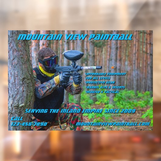 Personaliseer Paintball Shop Gear Front Raamsticker (Vel 2)