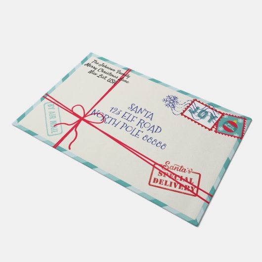 Personaliseer Pakket Kerstman Letter Kerstmis Deurmat (Schuin)