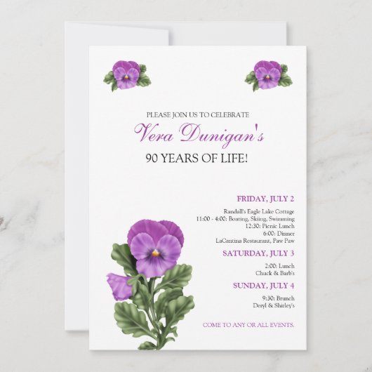 :personaliseer: Pansy Birthday Party Invitation Kaart (Voorkant)