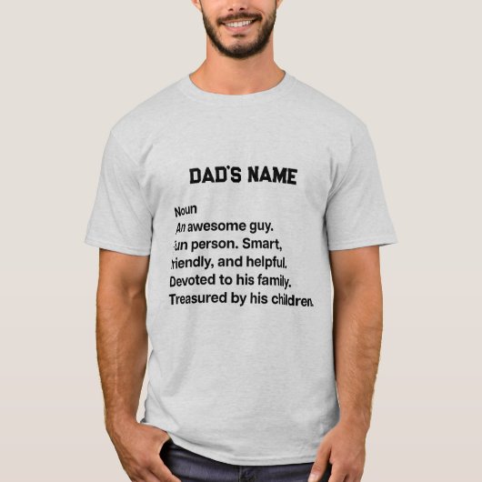 Personaliseer papa naam geweldige man familie guy t-shirt (Voorkant)