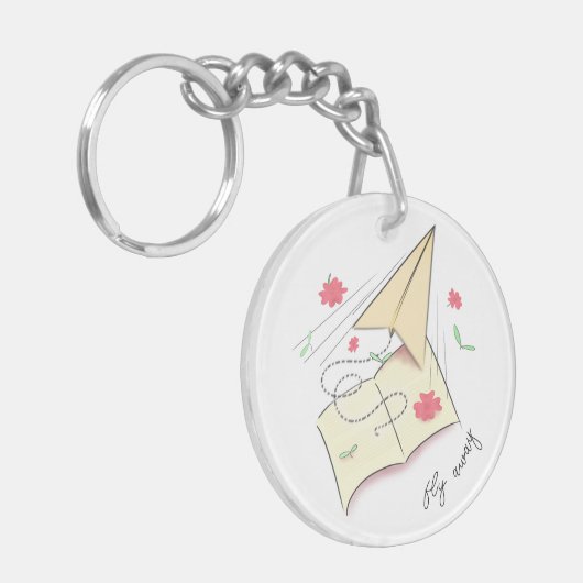 Personaliseer Papier Vliegtuig Acryl Sleutelhanger (Voorkant Links)