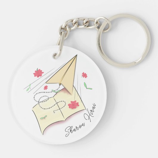 Personaliseer Papier Vliegtuig Acryl Sleutelhanger (Achterkant)