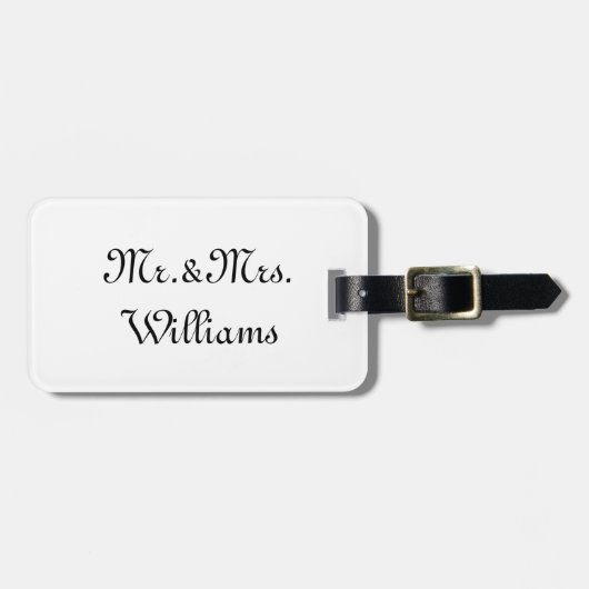 Personaliseer, pas achternaam Mr. & Mrs. white aan Bagagelabel (Voorkant horizontaal)